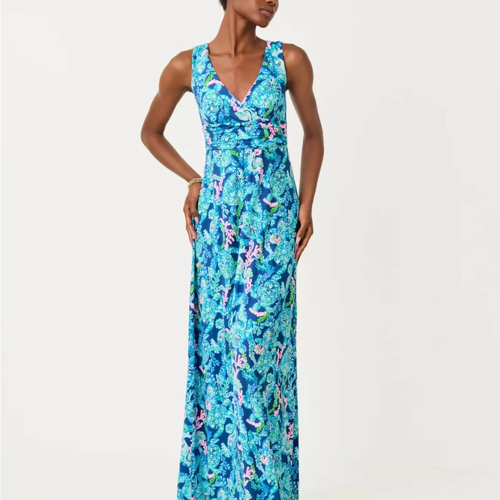 Sloane turtle print maxi dress size small nwt